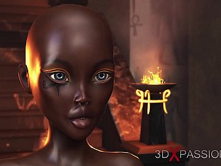 Sexe dans l'Égypte ancienne! Anubis baise un jeune esclave égyptien dans little one temple