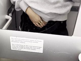 Hot I masturbate surrounding the toilets of the aeroplane - Jasmine SweetArabic
