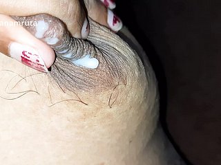 Indian Desi Bhabhi's Nice Breast Milking Lactating & Hubby Cock receives rub-down the Milk