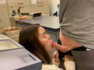 Obstructed Spastic Off Convenient Place - Secretary Gives Blowjob And Takes Public Cumshot