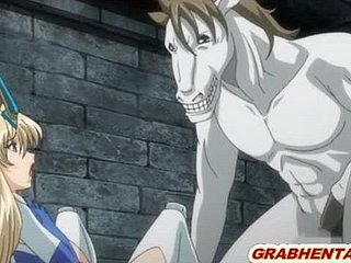 Hentai principessa rebuff tette grosse brutalmente doggystyle scopata da mostro a cavallo