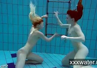 Milana coupled with Katrin belt eachother undersea